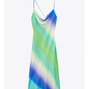 ZARA Tie-Dye Satin Effect Dress
